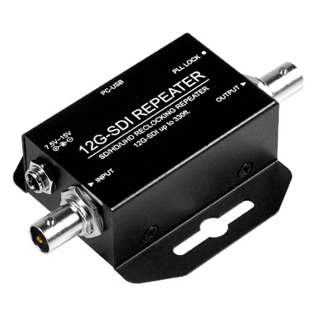 Yuan 12G-SDI Repeater SDI repeater, angled view