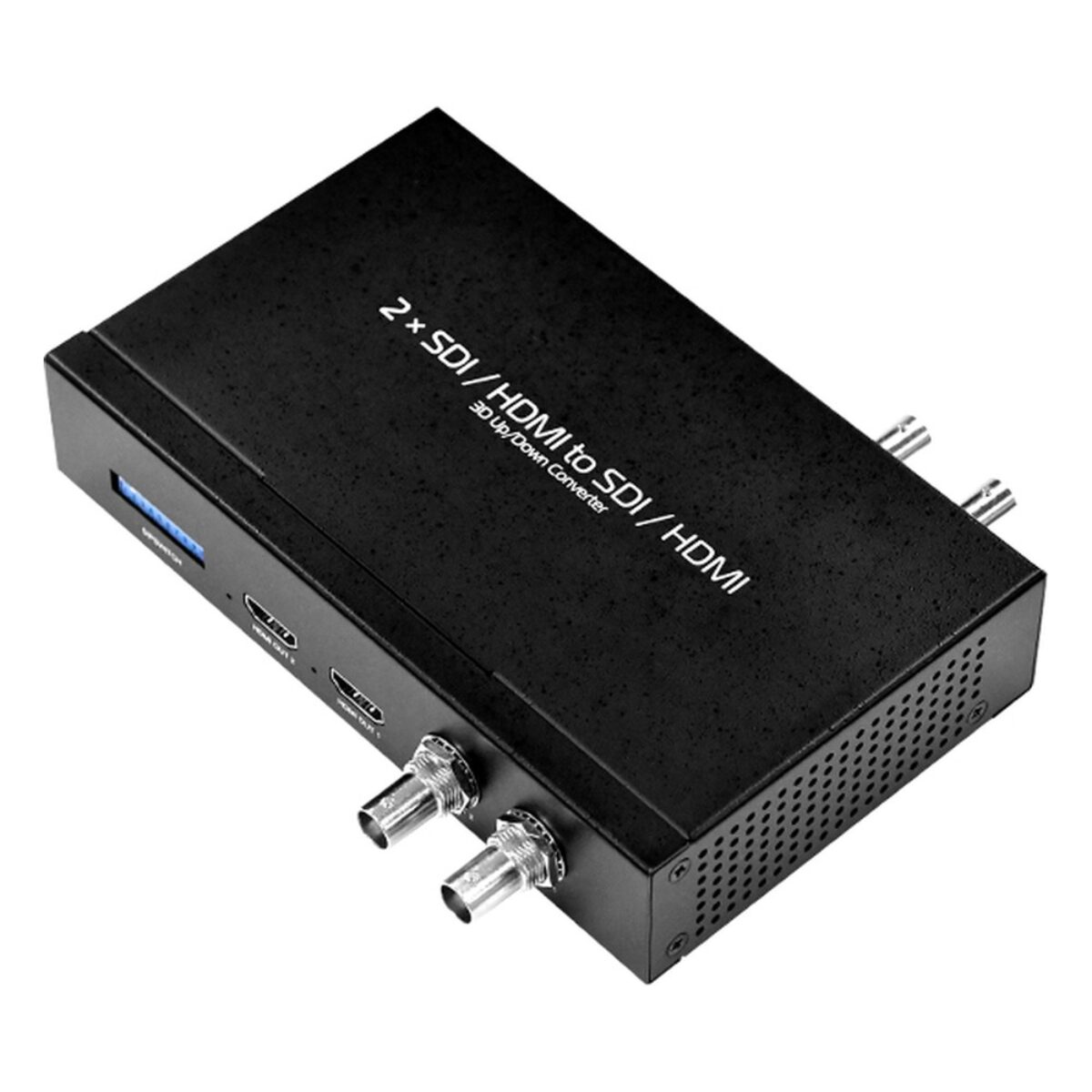 Yuan 2 × SDI/HDMI to SDI/HDMI broadcast video converter, angled view
