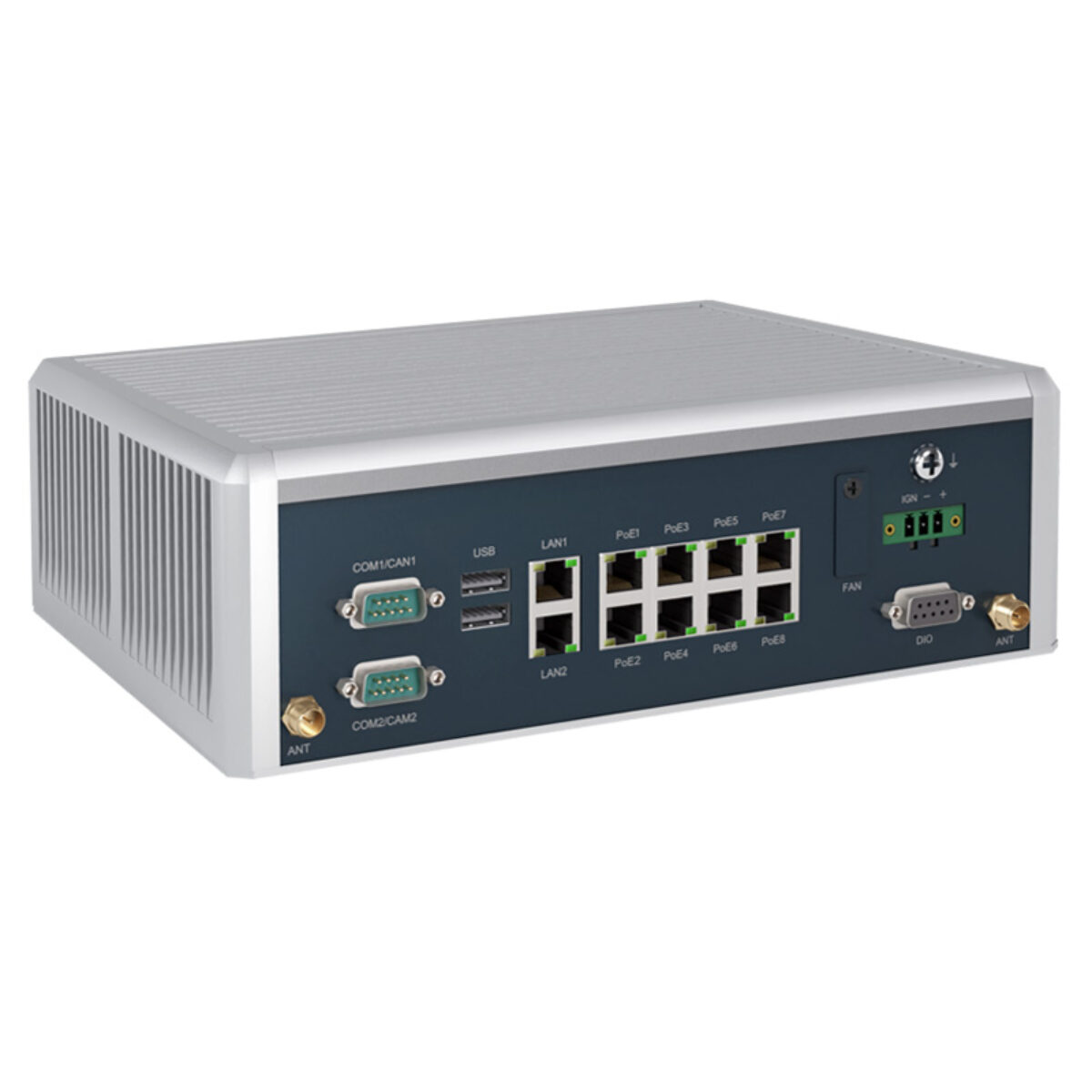 Axiomtek AIE900A-AO-2L8P NVIDIA Jetson AGX Orin 32GB Fanless Robotics Computer with 8x PoE and 2x 2.5GbE