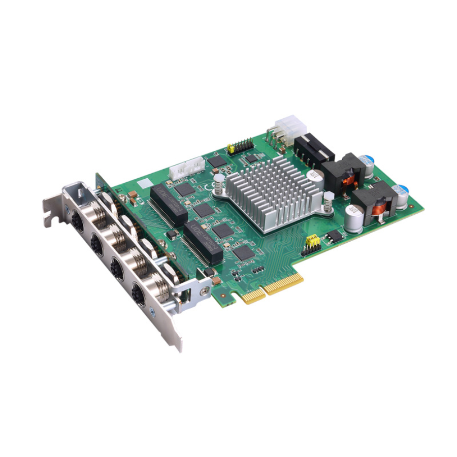 AX92325 4 Port Gigabit Power Over Ethernet PCIe Card with M12 Connectors