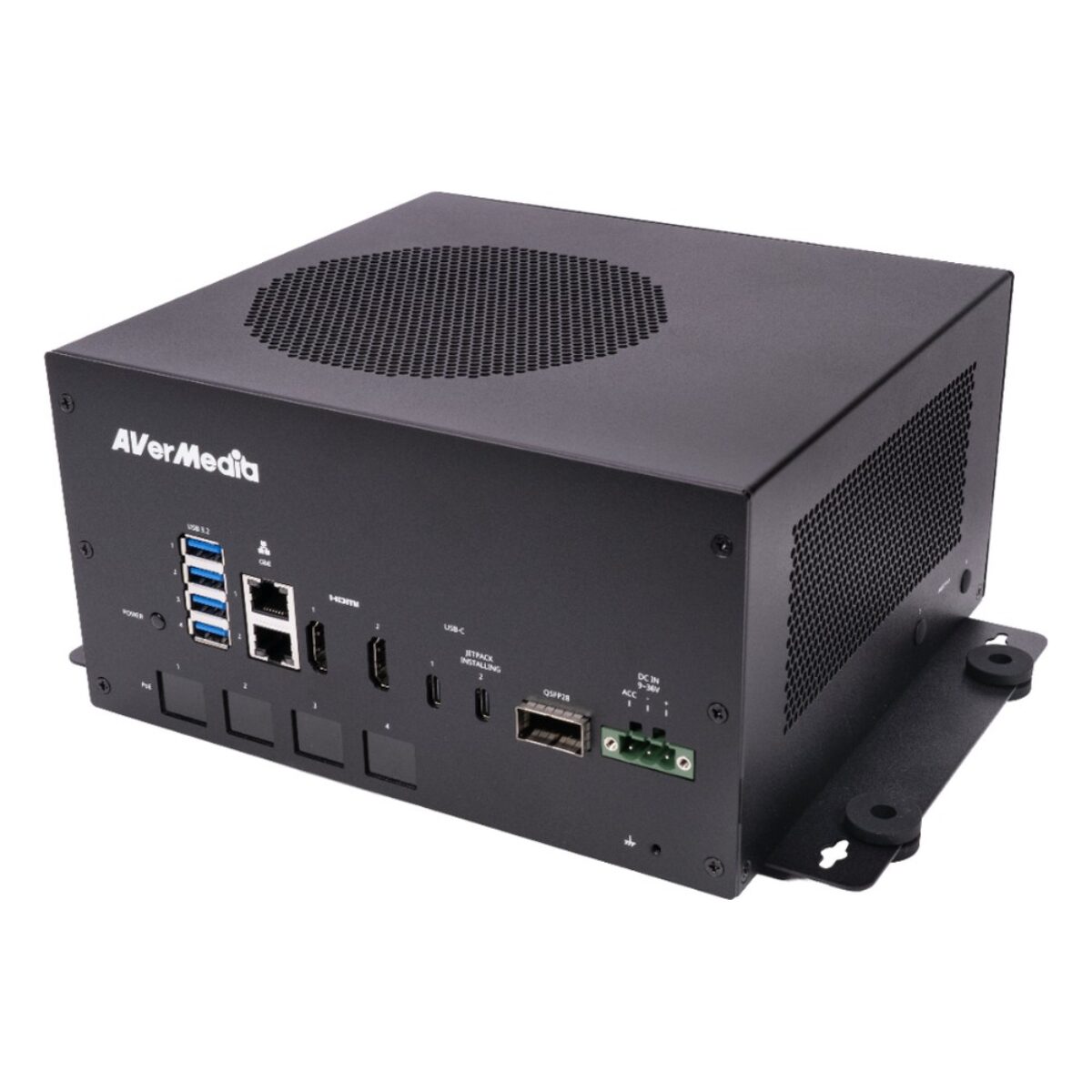 AVerMedia D331ATB NVIDIA Jetson Thor box PC, front and side view