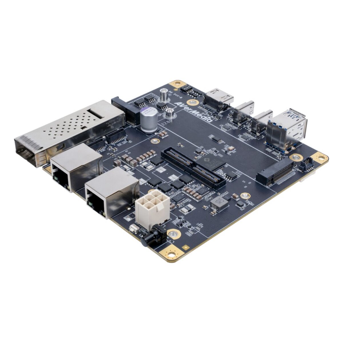 AVerMedia D333 NVIDIA Jetson Thor carrier board, angled top view