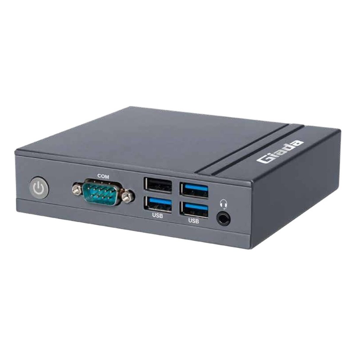 Giada DN25 Raspberry Pi CM5 digital signage player, angled view with COM and USB