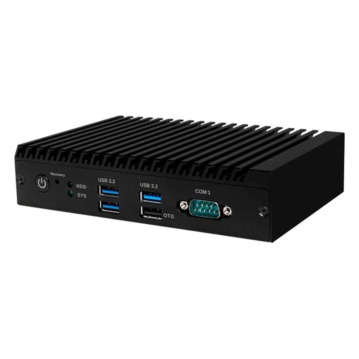 Giada DN84 Android digital signage player, angled view with USB and COM