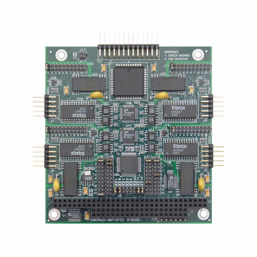 EMERALD-MM-OPTO PC/104 Module with 4 Opto-Isolated Serial RS-232/422/485 Ports and GPIO