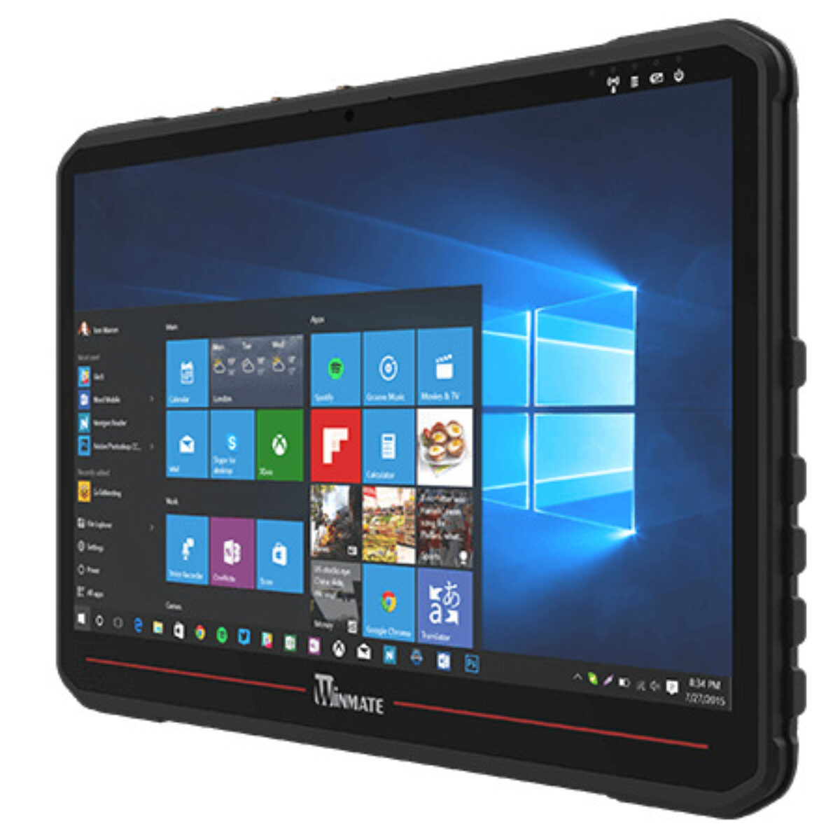 Winmate FM14AD-V vehicle mount computer, angled front view of the 14 inch widescreen display