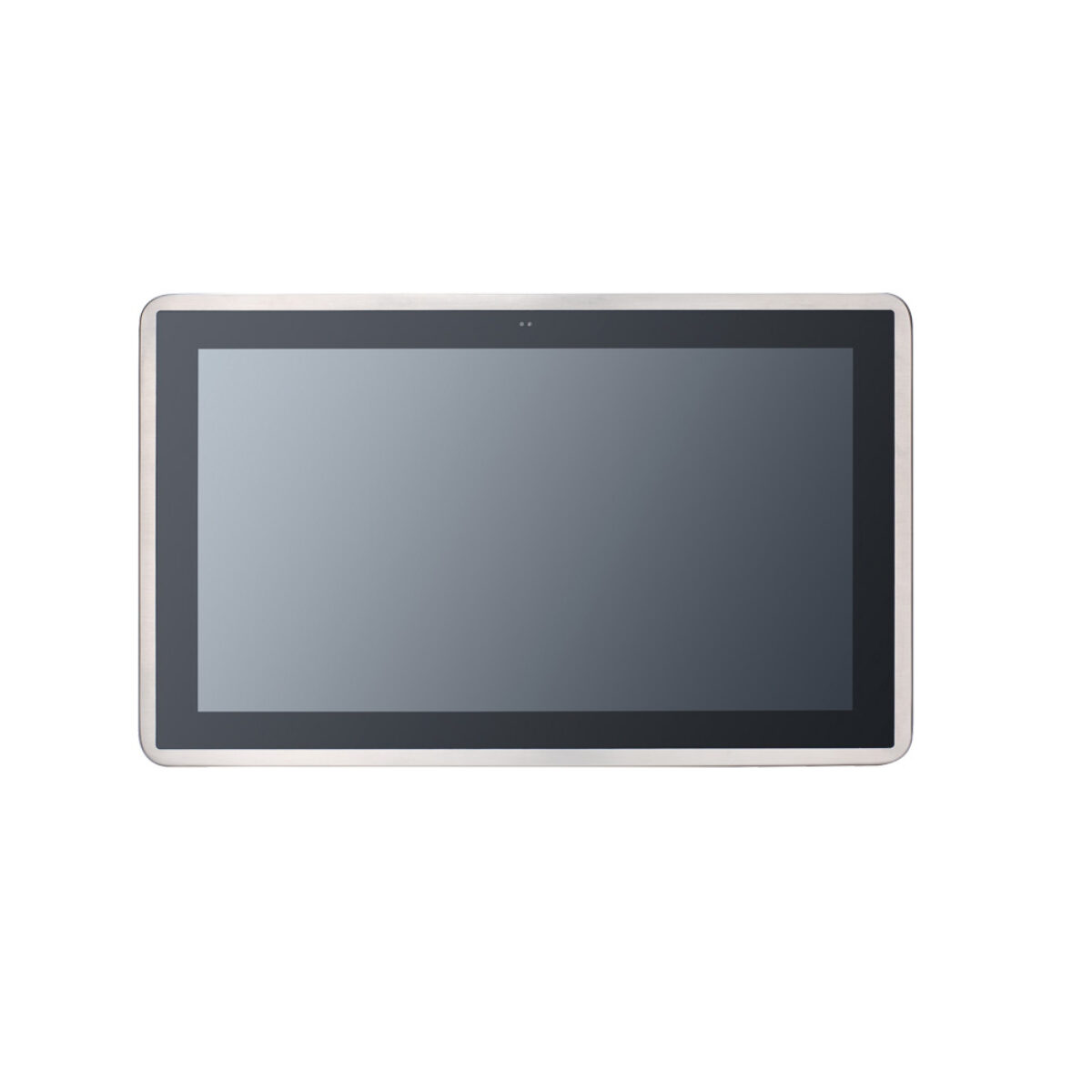 Axiomtek GOT818A-TGL-WCD panel PC, front view of the flat stainless steel bezel