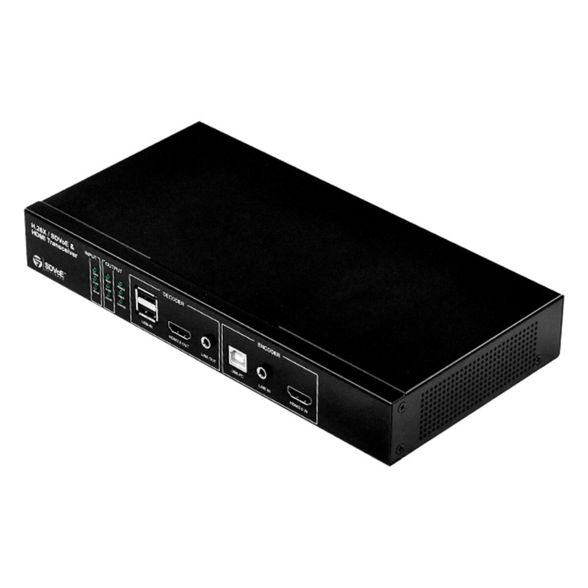 Yuan H.26X, SDVoE and HDMI2.0 Transceiver AV over IP transceiver, angled view