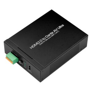 Yuan HDMI2.0 to Dante AV Ultra Dante AV encoder, angled view