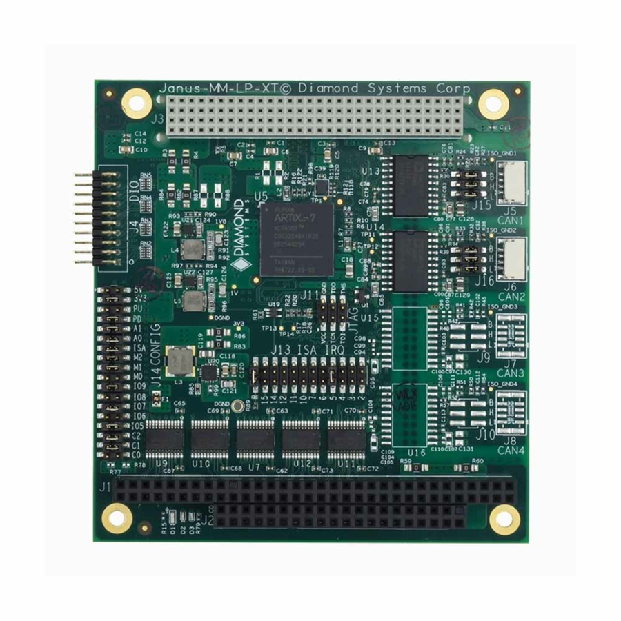 JANUS-MM-LP Dual Channel Isolated CAN Bus PC/104+ Module with 16-Channels Digital I/O