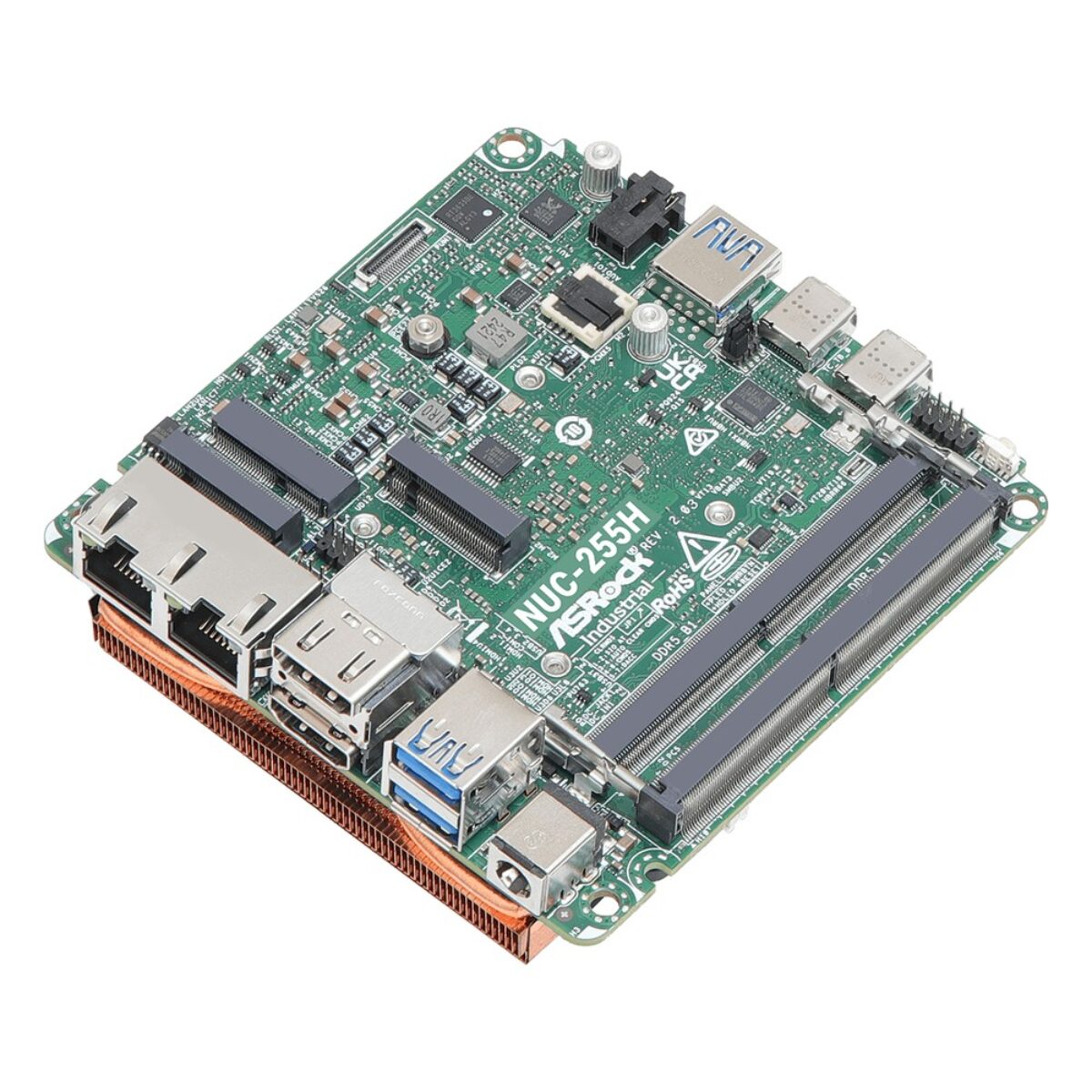 ASRock Industrial NUC Ultra 200 Motherboard Series angled view