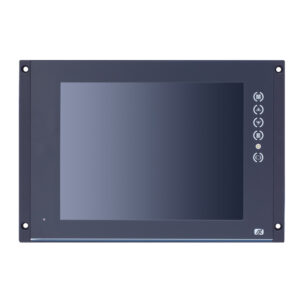 Axiomtek P710 industrial monitor, front view with OSD buttons beside the screen