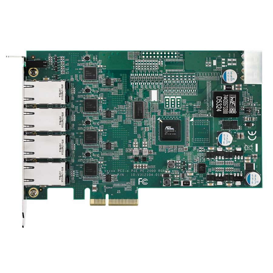PE-2000 4-Ch IEEE 802.3at PoE+ Gigabit Ethernet LAN PCIe Card with PTP