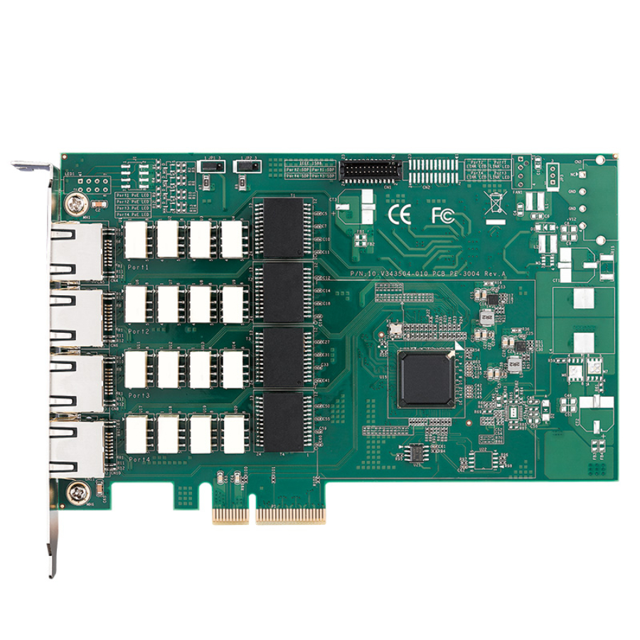PE-3000 4 Port Intel I350 Wide Temperature 25.5W PoE+ GbE PCIe Card