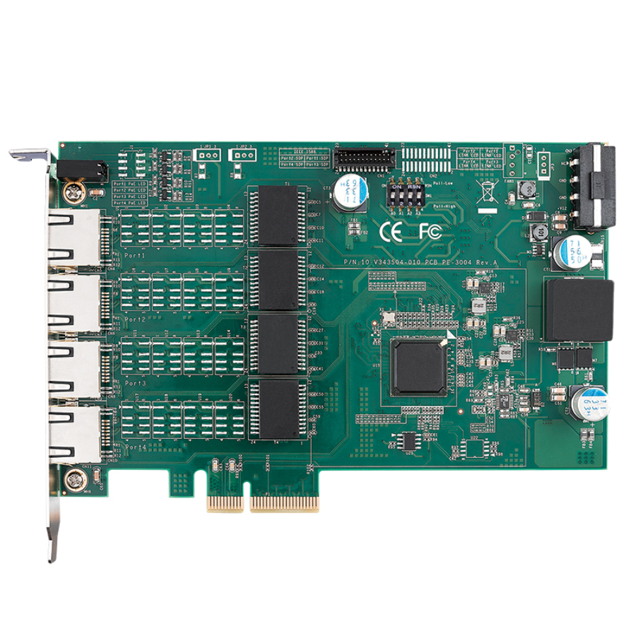 PE-3000 4 Port Intel I350 Wide Temperature 25.5W PoE+ GbE PCIe Card