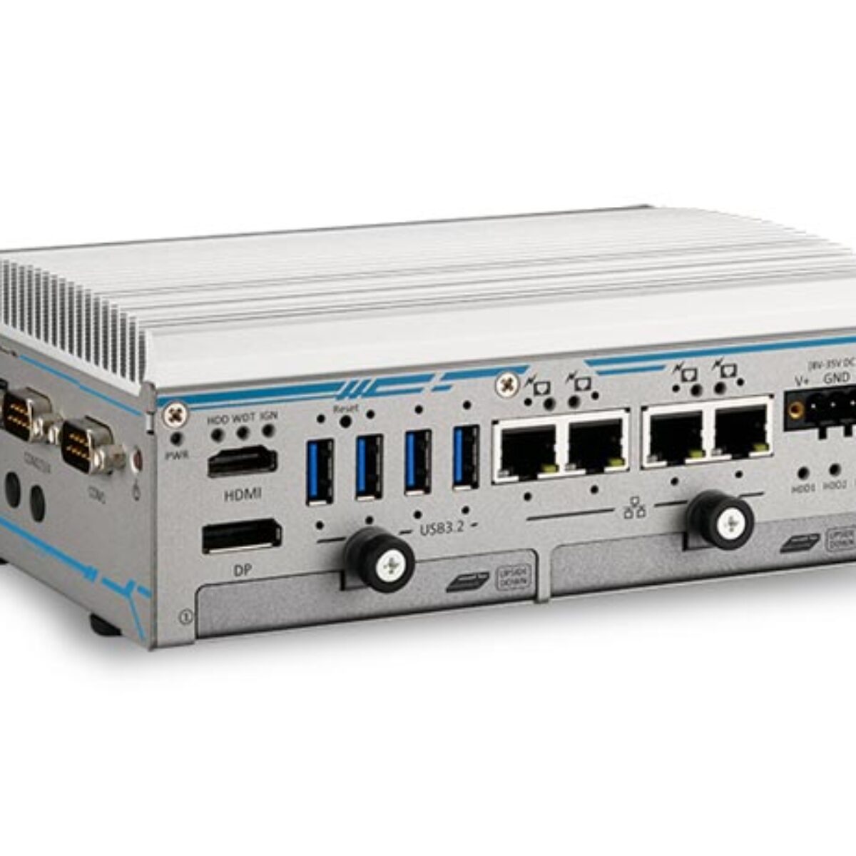 Neousys POC-764VR Intel Core i3-N305 Fanless Surveillance PC with 4x PoE+ and RAID 0/1 SSD Bays
