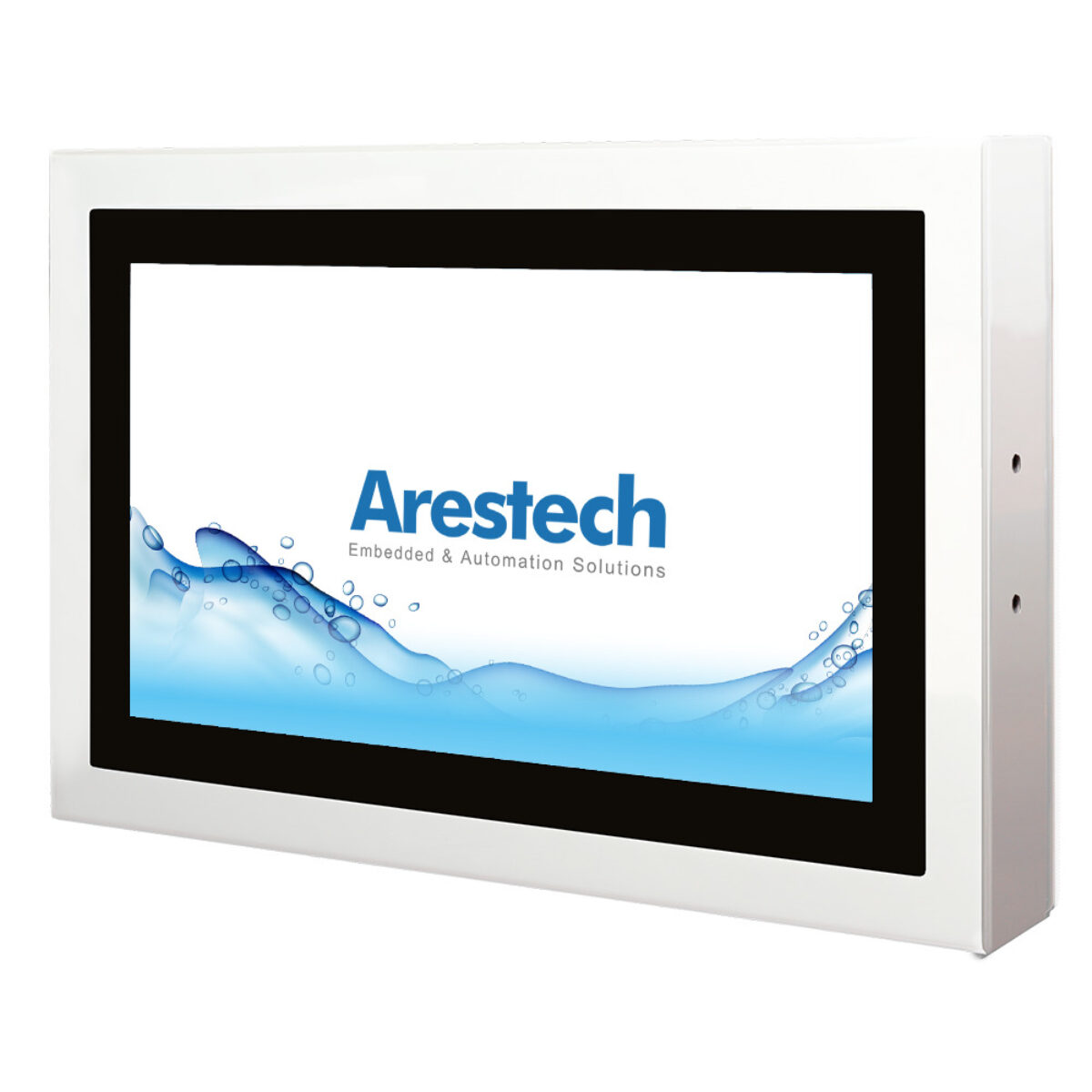 Arestech PPC-Z153PW stainless steel panel PC, front view of the 15.6-inch widescreen touch display
