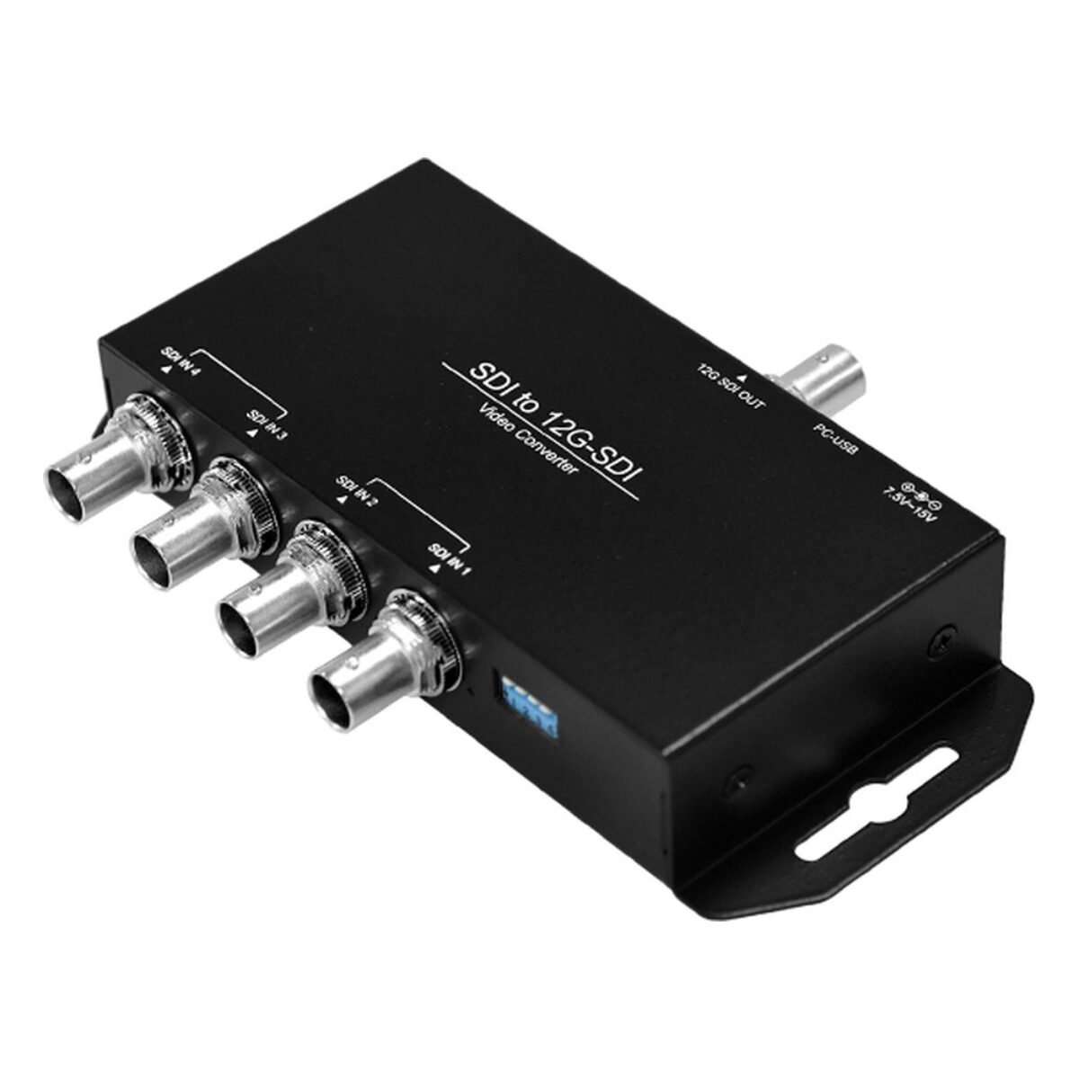Yuan QSDI to 12G-SDI 12G-SDI converter, angled view