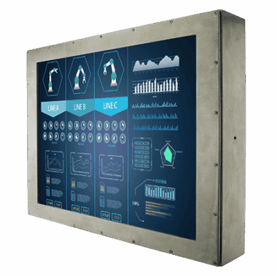 R19L300-67M1ST 19″ Stainless Steel Chassis Monitor with Full IP67 Sealing and Bonded Resistive Touch