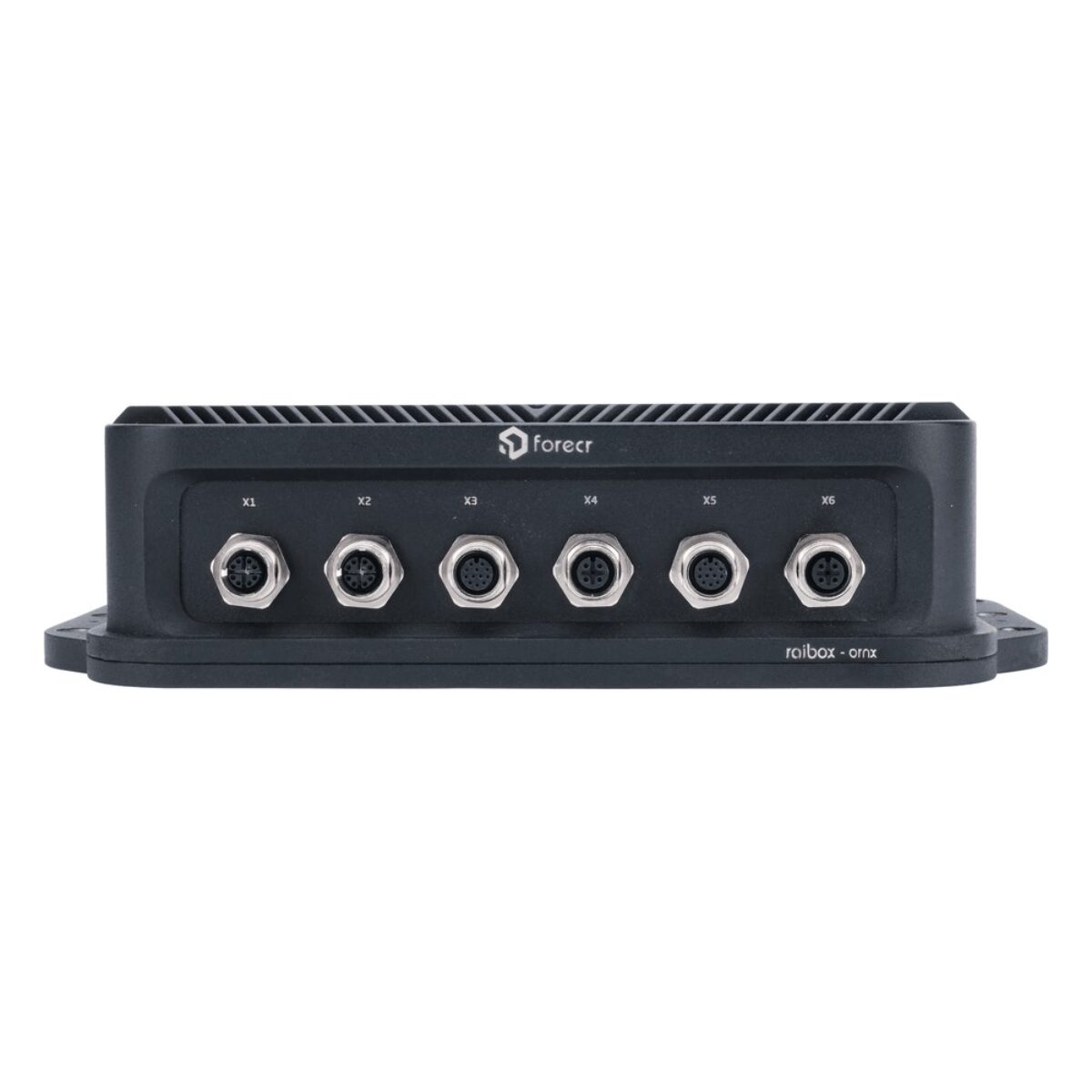 Forecr RAIBOX-ORNX IP67 EN 50155 computer, front panel with six M12 connectors