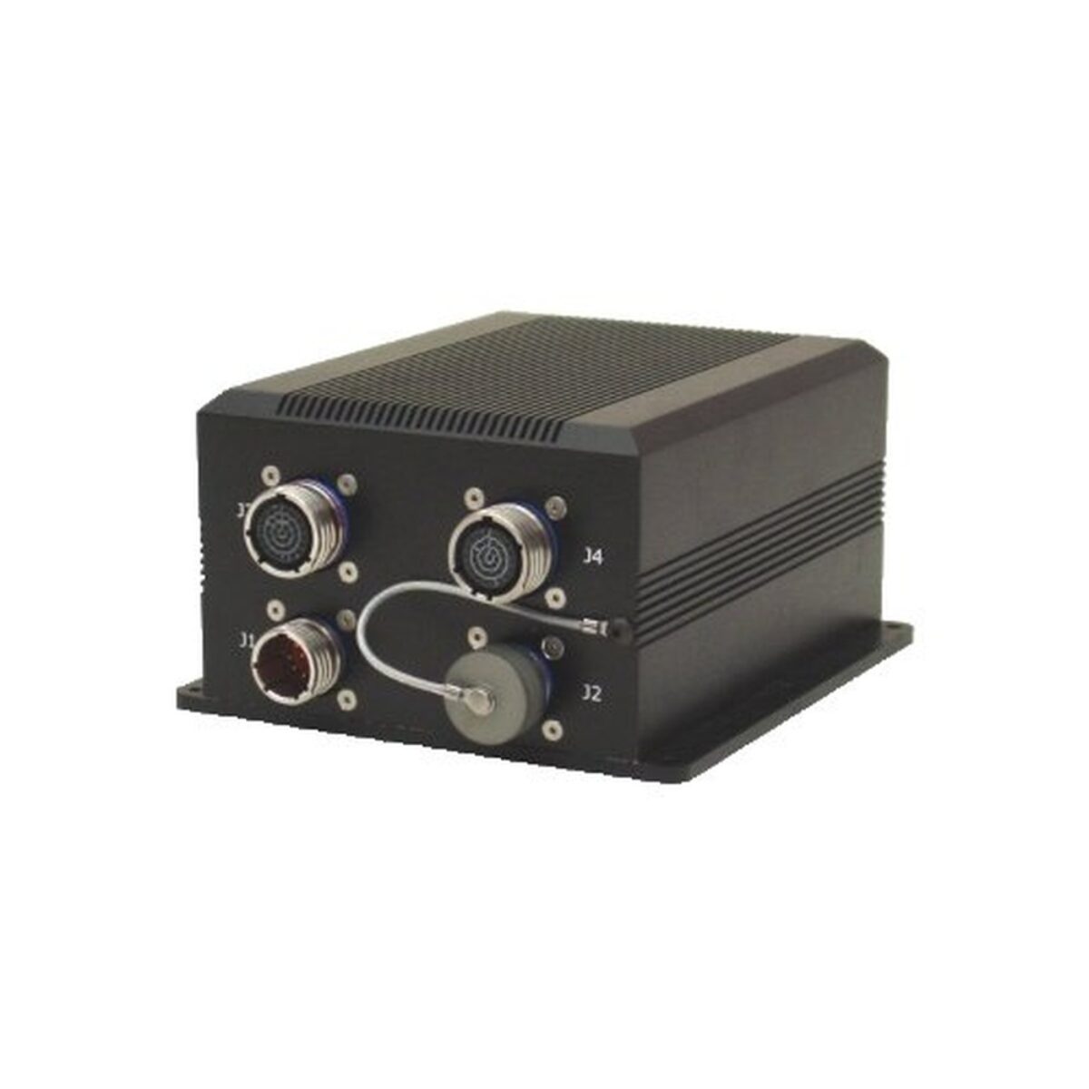 Diamond Systems RAPTOR-EPSILON rugged Ethernet switch, finned enclosure with four circular connectors, one capped