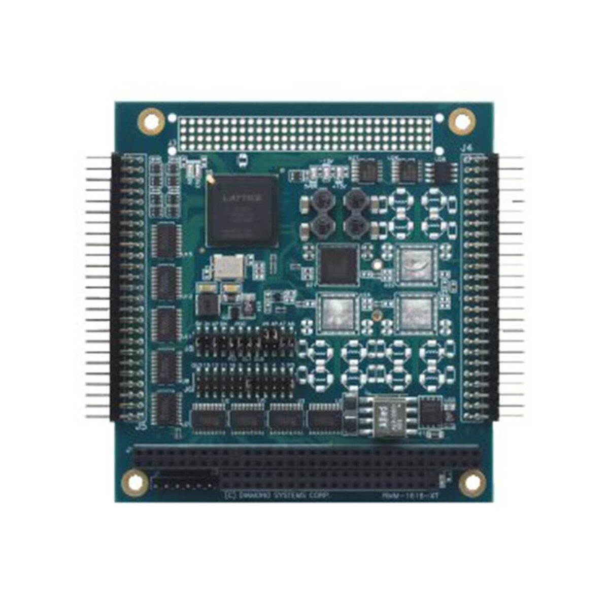 Diamond Systems RMM-416A-XT PC/104 analog output module, top view with ISA stack connector and one DAC position fitted
