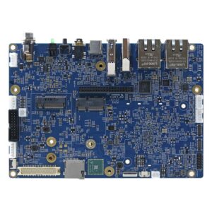 Avalue RSC-IMX8M 3.5" SBC, top side with 40-pin header, two M.2 slots, LVDS connector, microSD slot and dual RJ45
