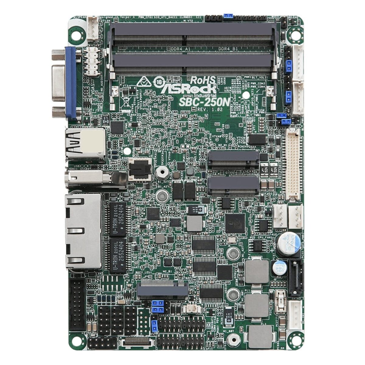 ASRock Industrial SBC-250 3.5" SBC, top view with SBC-250N silkscreen