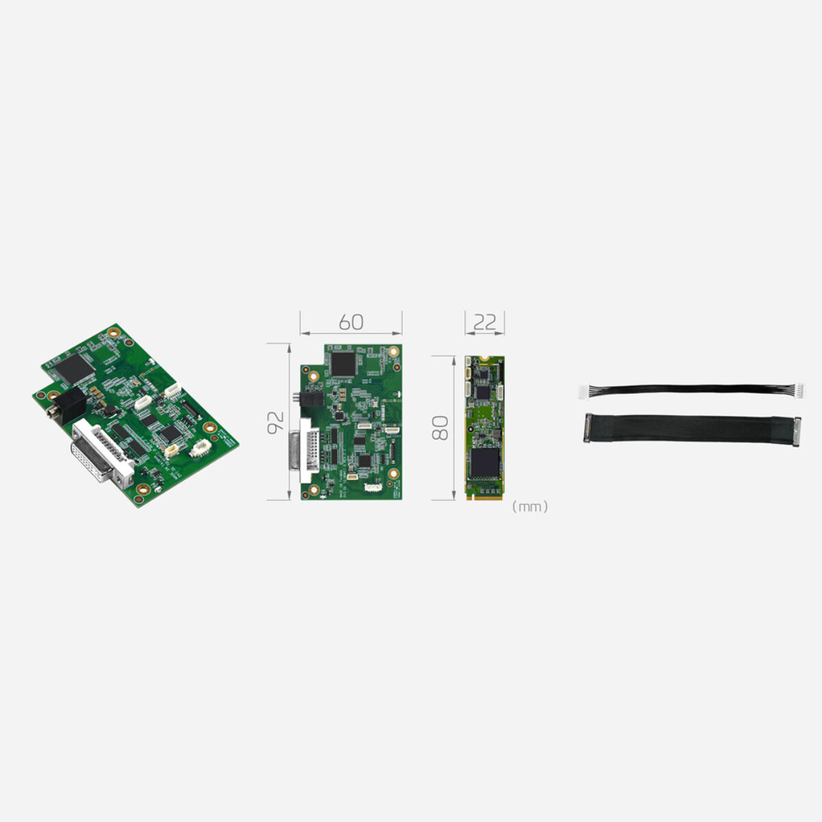 Yuan SC710N1 M2 DVI-DL capture card, DVI connector board, M.2 module drawings and connecting cables