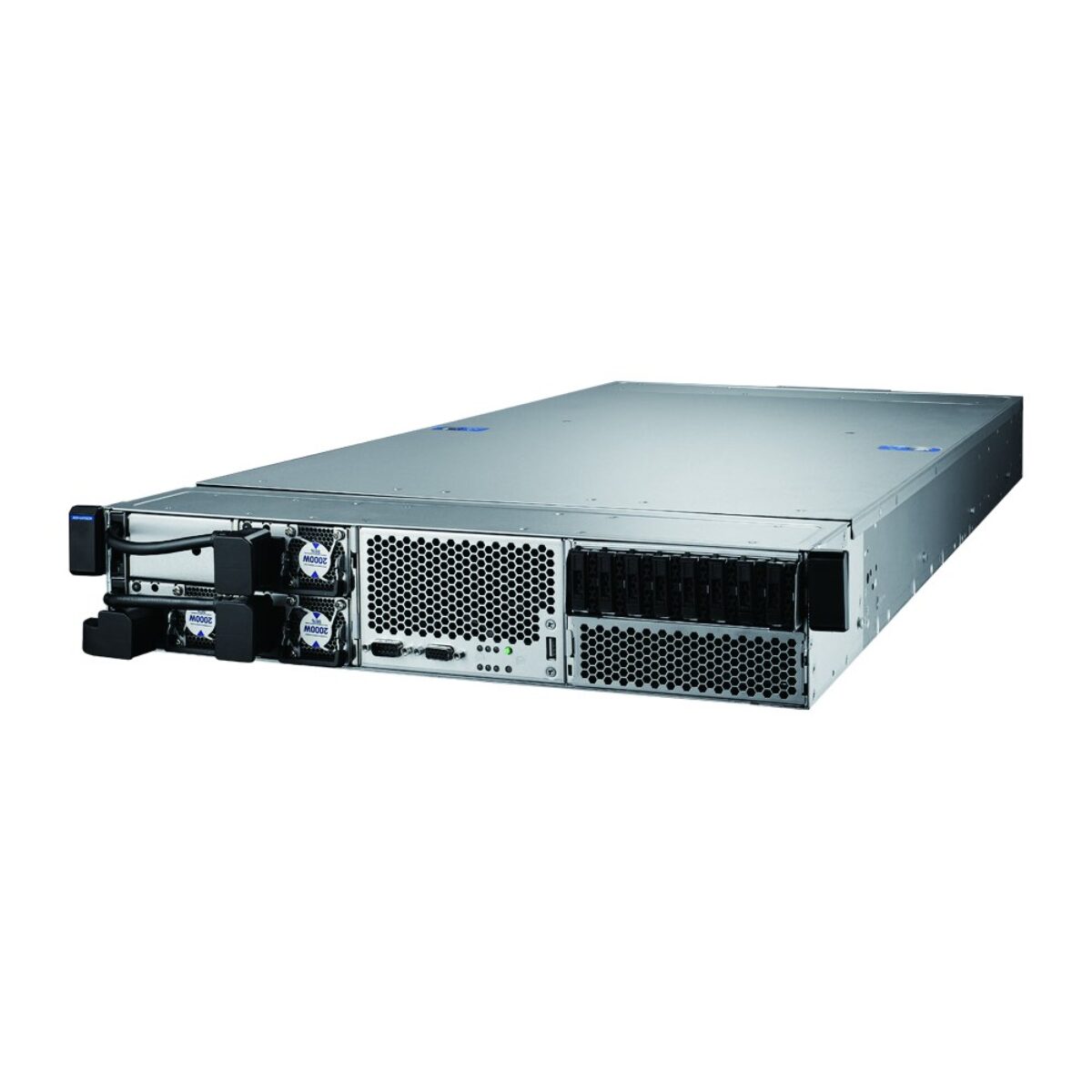 Advantech SKY-622G4 2U MGX GPU server, angled front view with four power supplies and E1.S NVMe bays