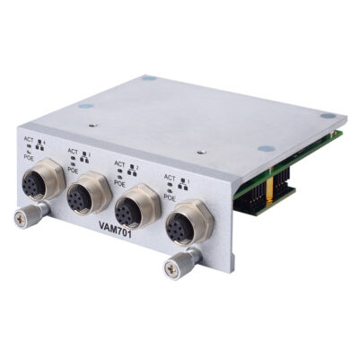 VAM701 4x M12 A-coded Gigabit PoE/PoE+ tBOX Expansion Module