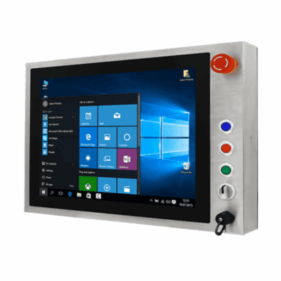W22IE3S-SPA3-B 21.5″ Full HD IP65 Stainless PCAP Panel PC with Emergency Stop and Intel Celeron N6211