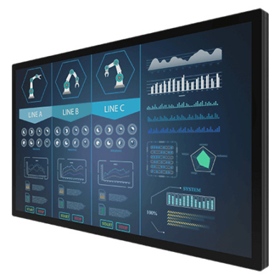 W55L100-PCA3OD 55″ Sunlight Readable PCAP Touch Monitor with 2500 Nits and IP65 Front