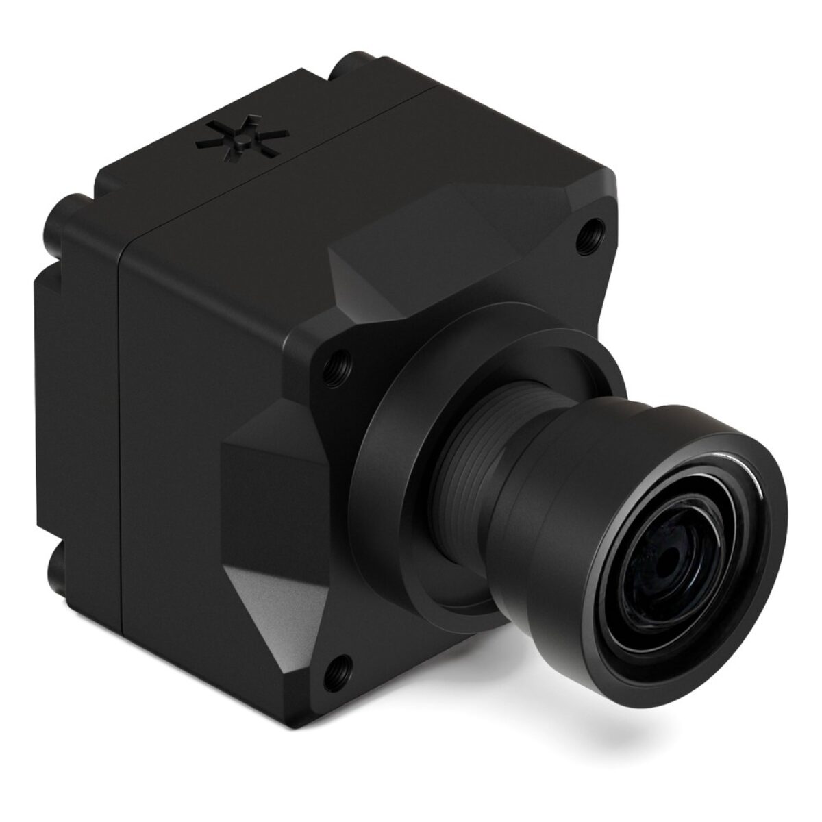 Stereolabs ZED X One S compact monocular camera, three-quarter front view with the wide lens