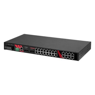 LMP-2804G-4XS-24 28-Port 10G Managed Rackmount Industrial Switch with 24x PoE+, 4x 10G SFP+, 12-55V DC Input and -40 to 75 °C
