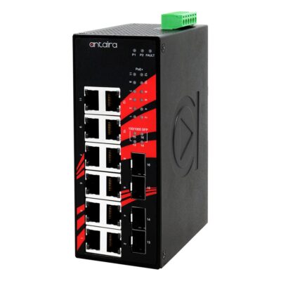 LNP-1604G-SFP 16-Port Gigabit Unmanaged DIN Rail Switch with 12x PoE+ (240W), 4x SFP and -40 to 75 °C