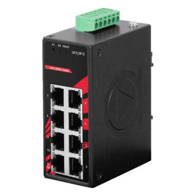LNX-C800G 8-Port Compact Gigabit Unmanaged Industrial Network Switch with -40 to 75 °C
