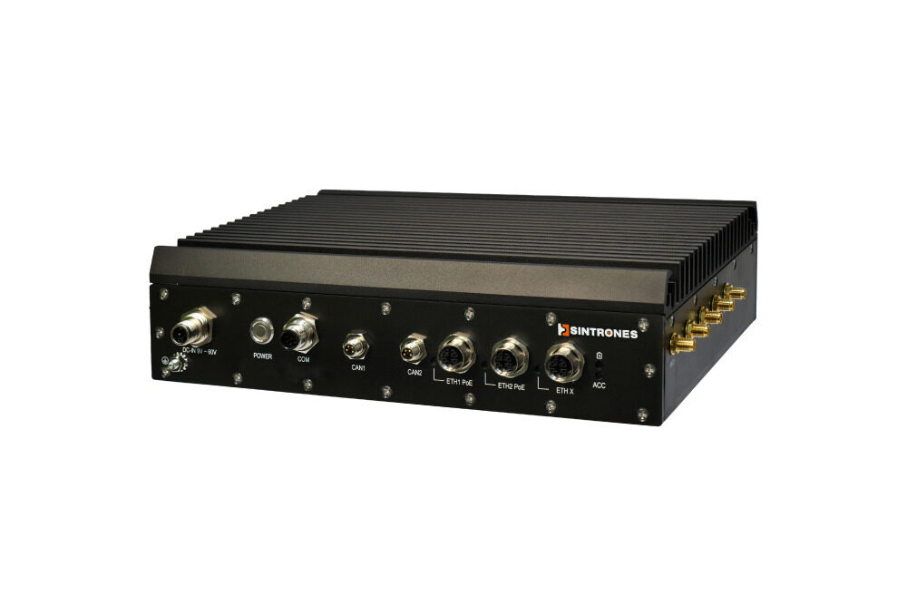 Sintrones IBOX-650P-IP66 sealed rugged computer with numbered features