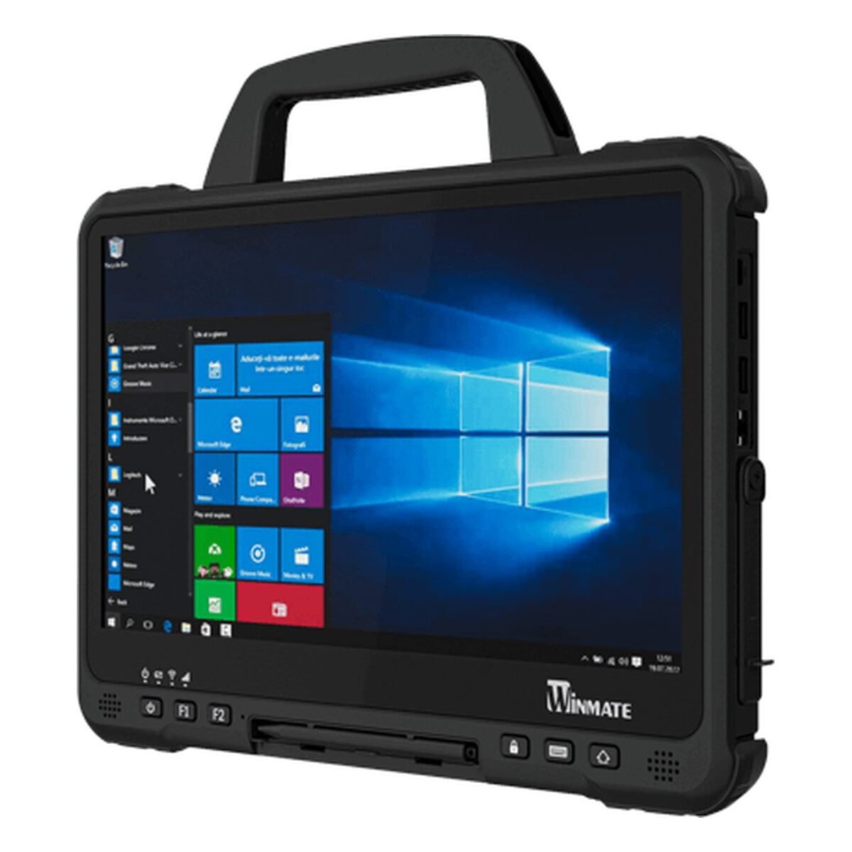 Winmate D140-H rugged tablet, angled view
