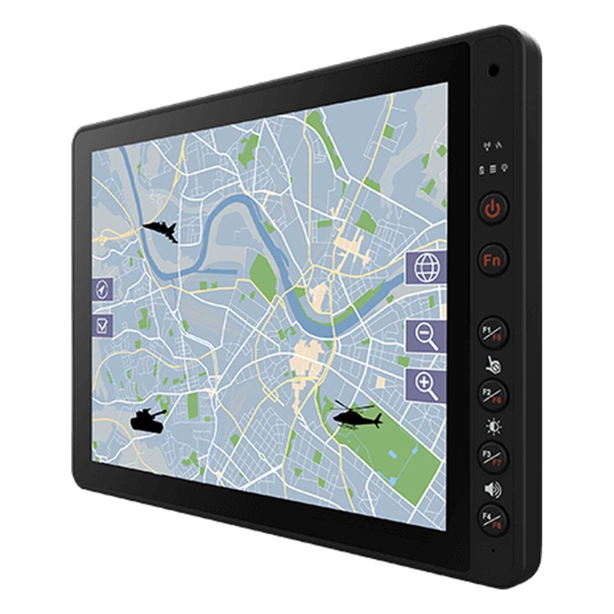Winmate FM12E-VML 12.1 inch vehicle mount computer, angled front view