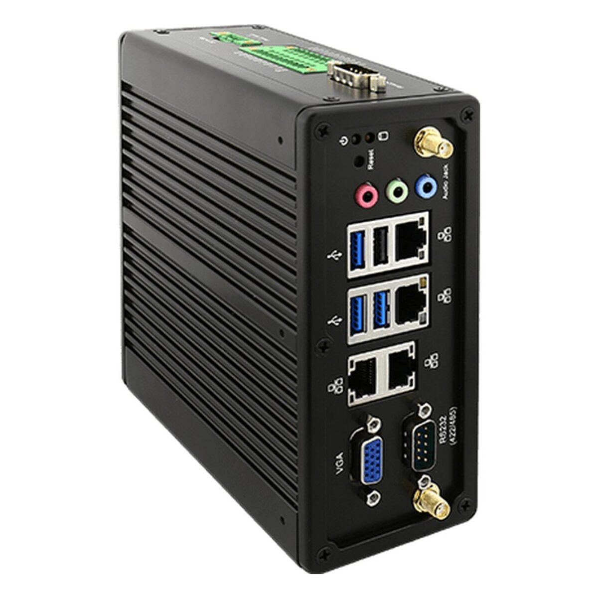 Winmate IBDRW100-EL DIN-rail box PC, angled view
