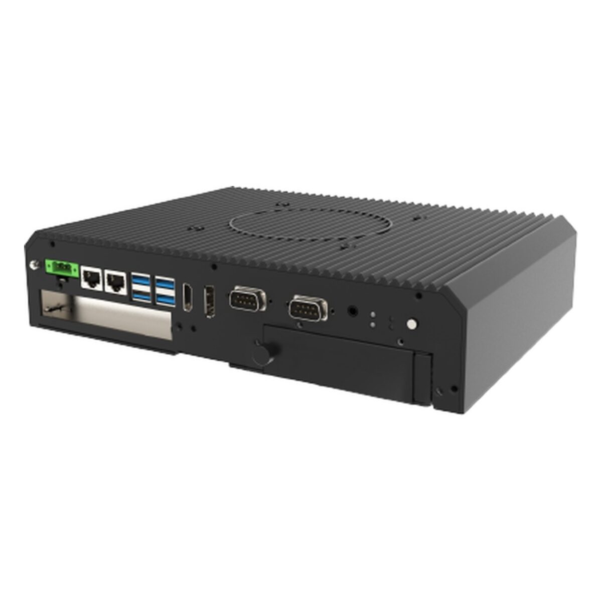 Winmate ITMH100 box PC, angled view
