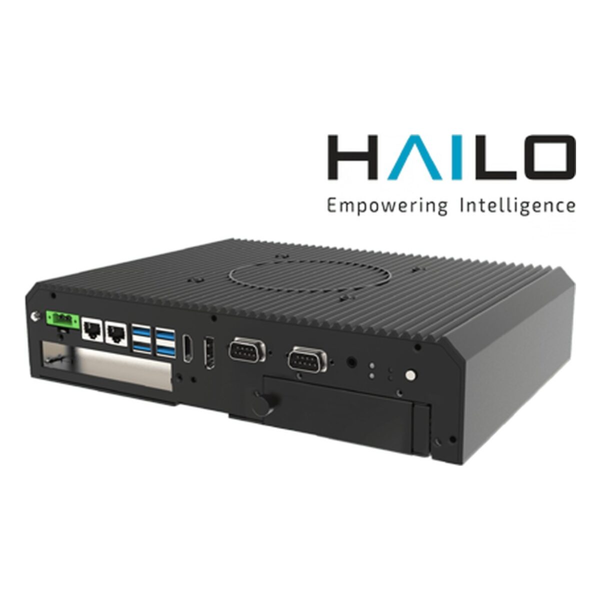 Winmate ITMH100-AI embedded computer, angled view
