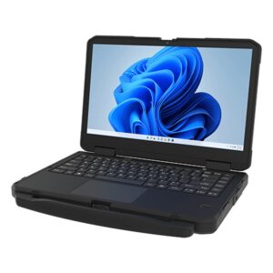 Winmate L140AD-4 rugged laptop, angled view