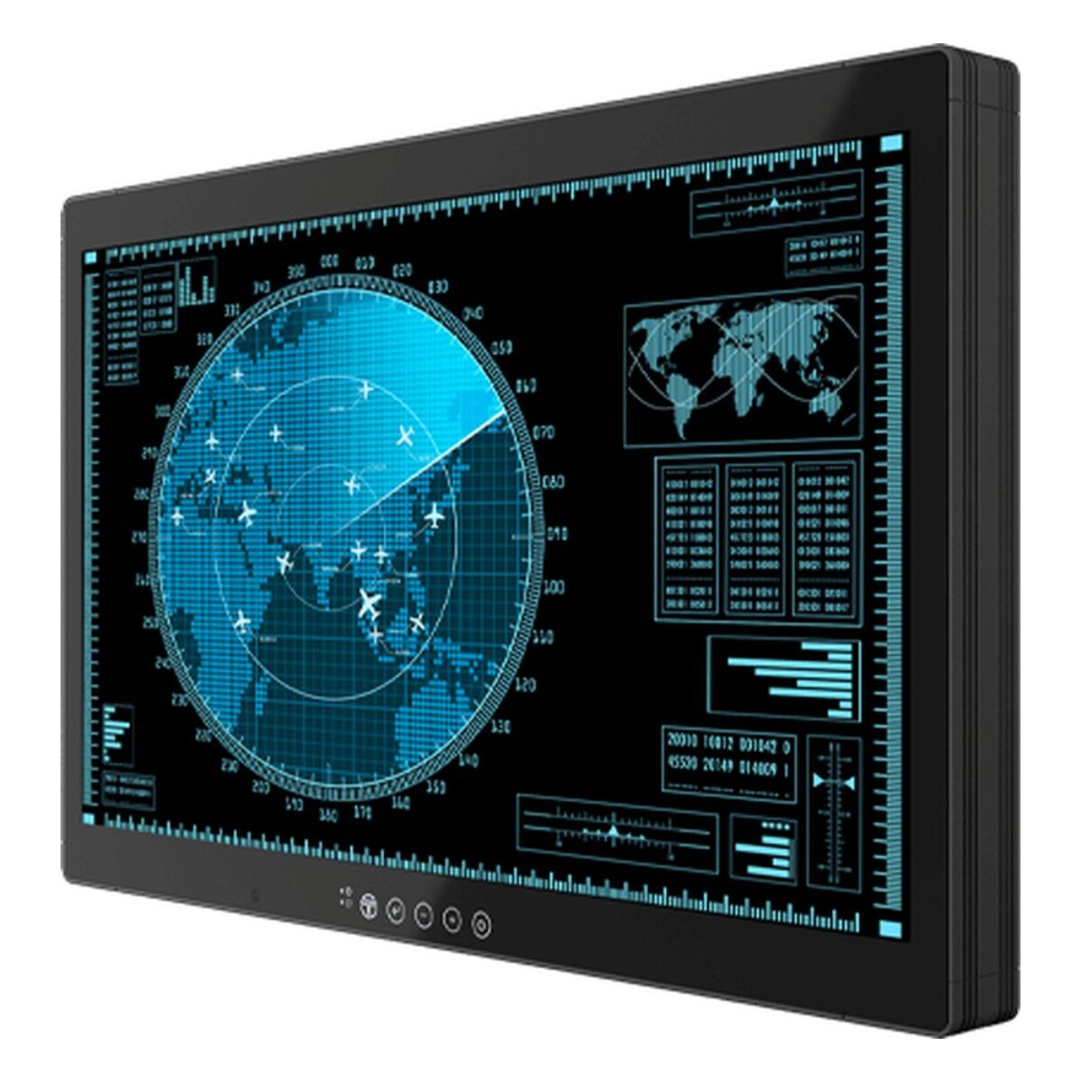 Winmate M270TF-MIL 27 inch monitor, angled front view