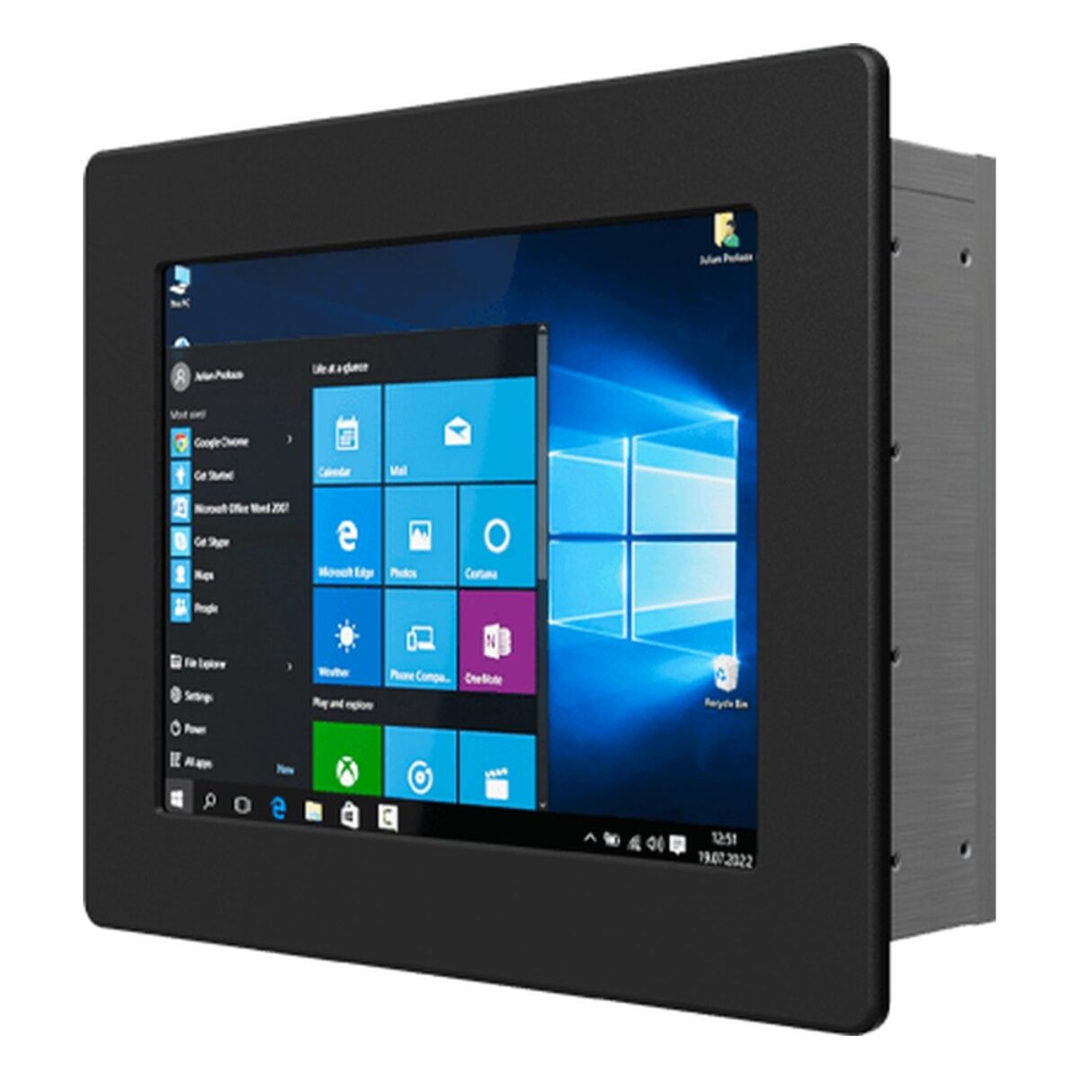Winmate R10IAD3S-IPT2 10.4 inch panel PC, angled front view