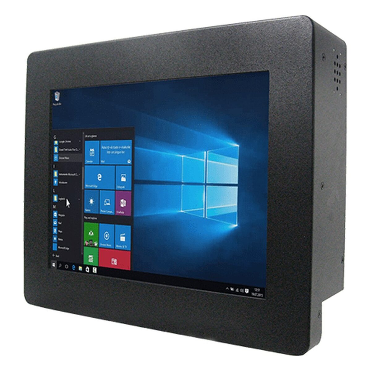 Winmate R10IE3S-CHA1WT 10.4 inch panel PC, angled front view