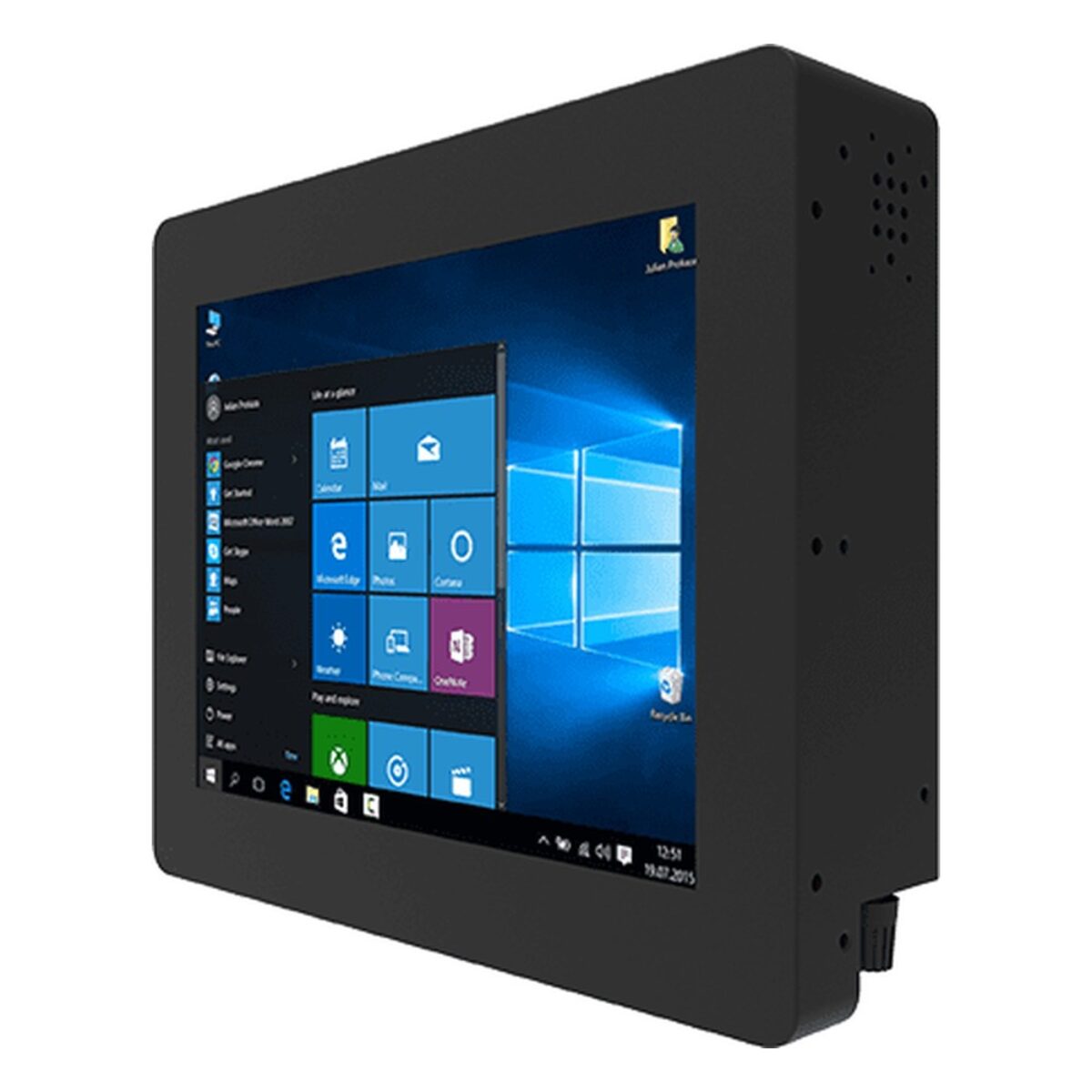 Winmate R10IT3S-CHT2 10.4 inch panel PC, angled front view