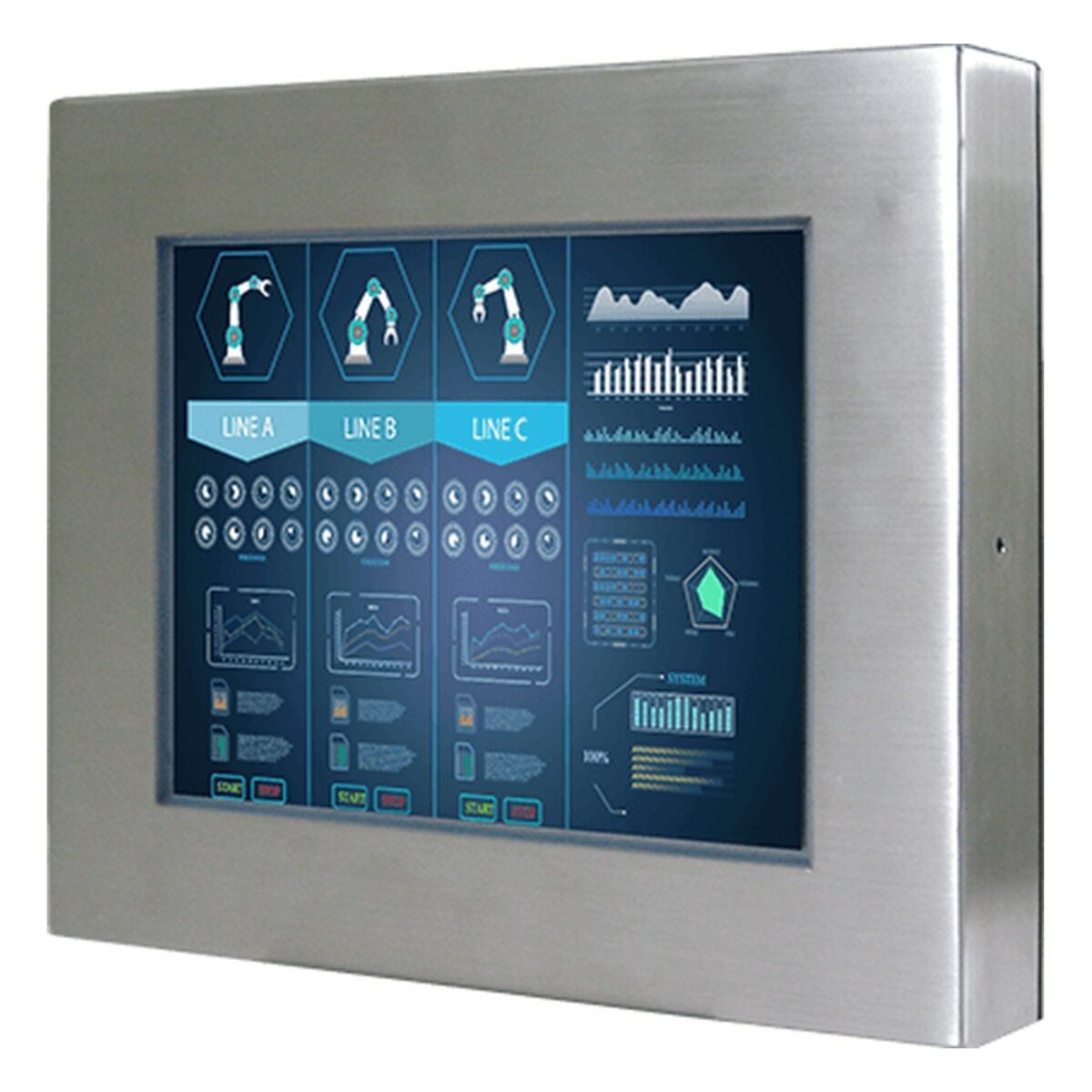 Winmate R10L100-65T2 10.4 inch monitor, angled front view