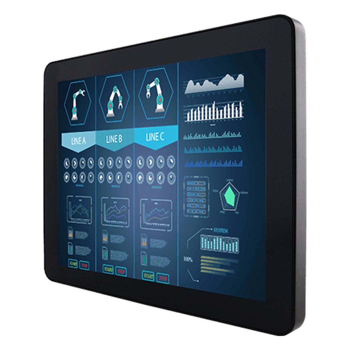 Winmate R10L100-GCT2-C 10.4 inch monitor, angled front view
